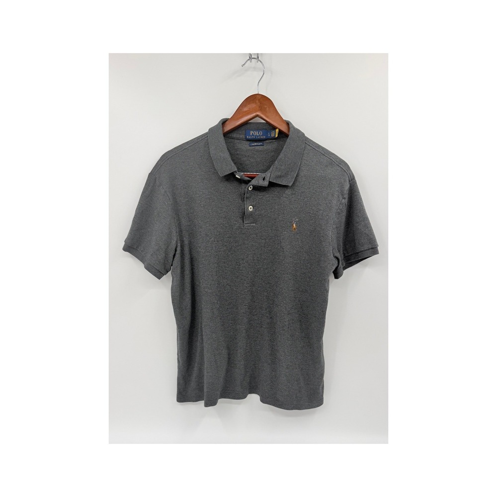 Polo Ralph Lauren Mens Custom Slim Fit Polo Shirt Gray Large